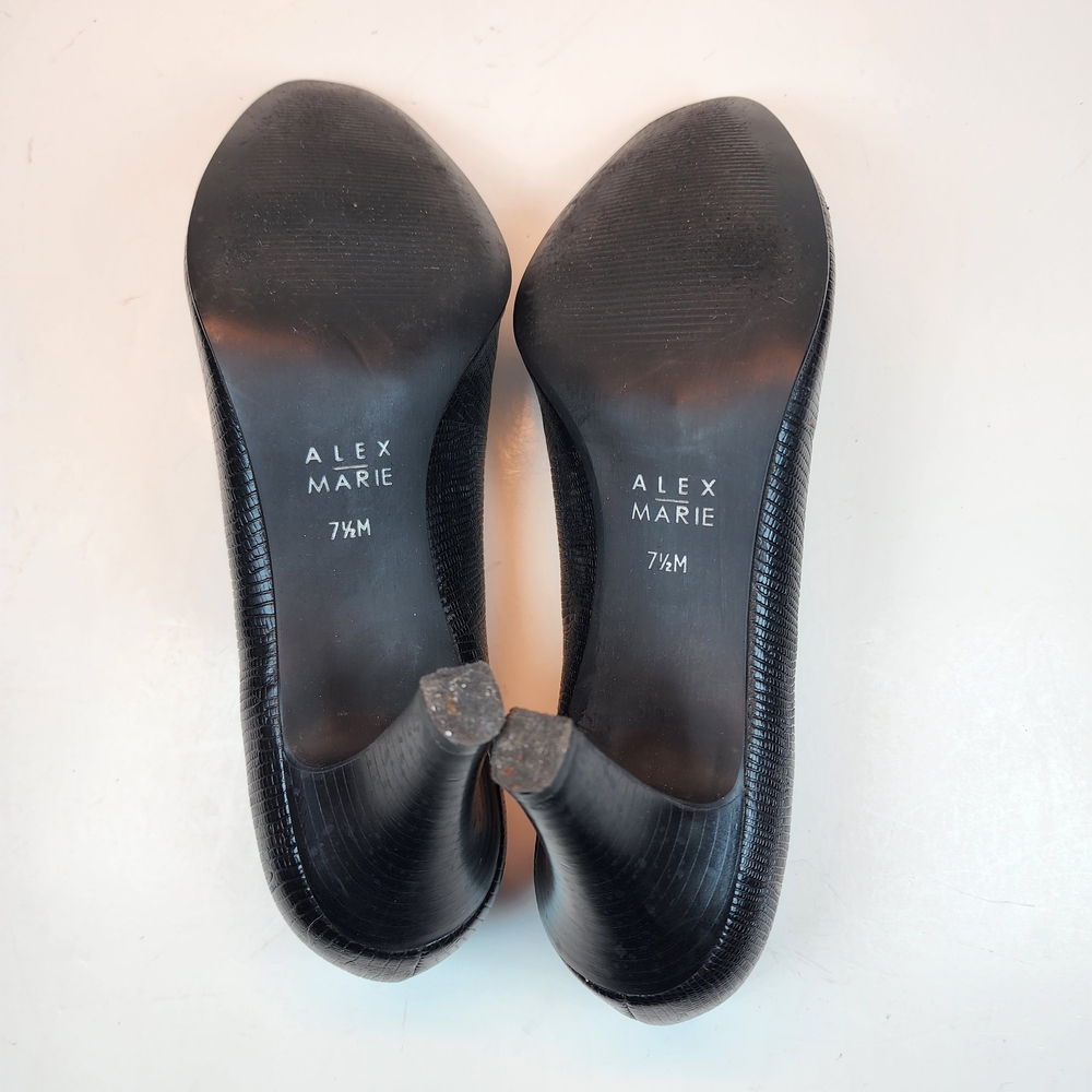 Alex Marie Classic Black Snakeskin Textured Heels Size 7.5 - Picture 9 of 10